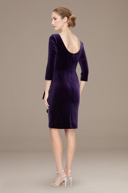 Stretch Velvet Side Ruched Dress with Beaded Hip 1915266