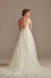 Embroidered V-Neck Tall Tulle Skirt Wedding Dress Oleg Cassini 4XLCWG888