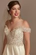 Off the Shoulder Beaded Bodice Tall Wedding Dress Oleg Cassini 4XLLBCWG890