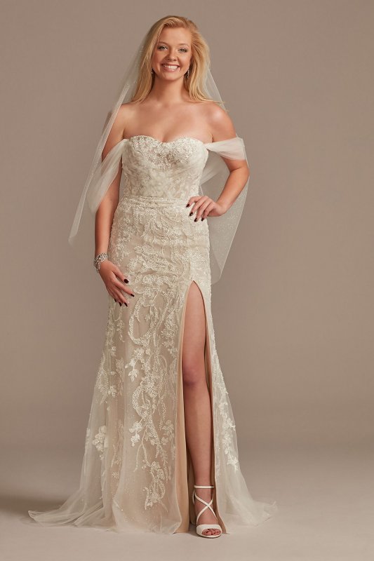 Detachable Sleeves and Train Tall Wedding Dress Galina Signature 4XLLSSWG881