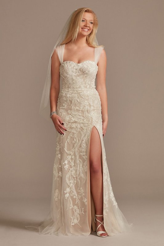 Detachable Sleeves and Train Tall Wedding Dress Galina Signature 4XLLSSWG881