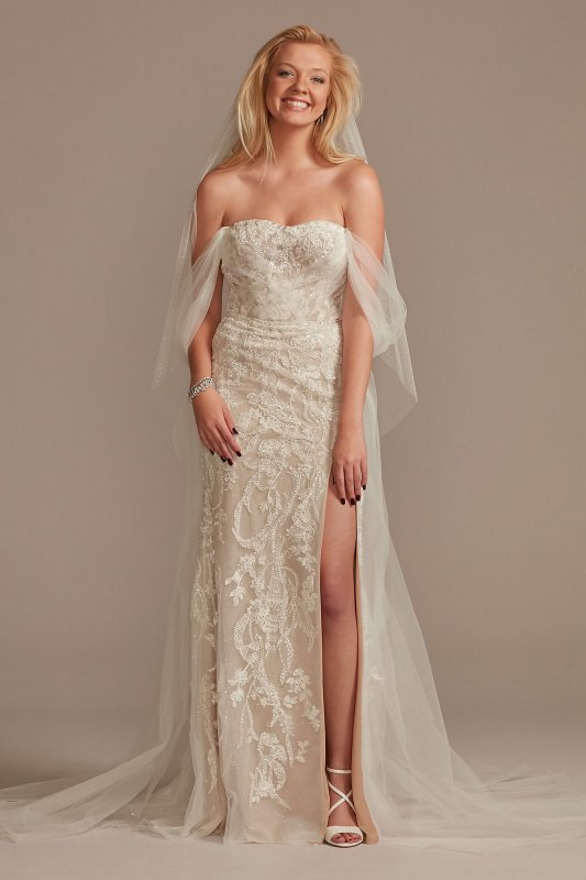 Detachable Sleeves and Train Tall Wedding Dress Galina Signature 4XLLSSWG881