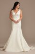 Plunge Mermaid Buttoned Satin Tall Wedding Dress DB Studio 4XLWG4016