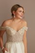 Beaded Bodice Off Shoulder Petite Wedding Dress Oleg Cassini 7CWG890