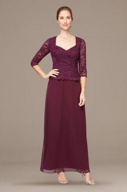 Glitter Lace and Chiffon Sweetheart Petite Gown Alex Evenings 82122343