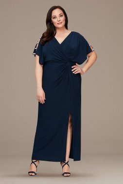 Ladder Sleeve Knot-Front Matte Jersey Gown Alex Evenings 84351544