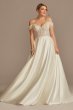 Sheer Beaded Bodice Off the Shoulder Wedding Dress Oleg Cassini CWG890