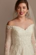 Leafy Applique Lace Off the Shoulder Wedding Dress Oleg Cassini CWG891