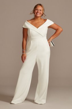 Off-the-Shoulder Crepe Wide-Leg Jumpsuit DB Studio DB3230W