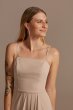 Spaghetti Strap Bridesmaid Dress with Cascade David's Bridal F20319