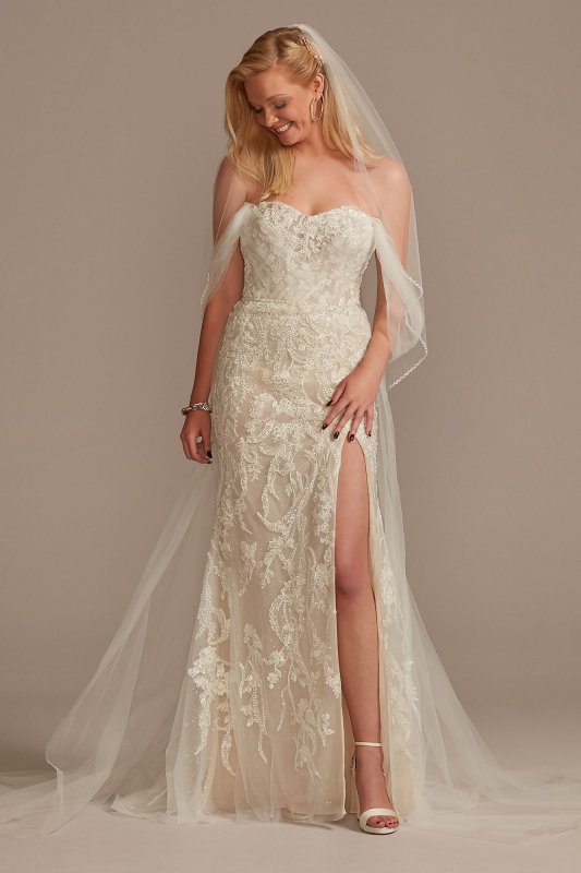 Removable Sleeves and Train Bodysuit Wedding Dress Galina Signature MBSWG881