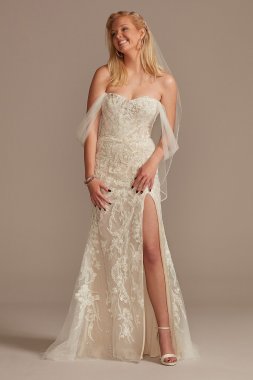 Removable Sleeves and Train Bodysuit Wedding Dress Galina Signature MBSWG881