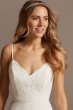 Scalloped V-Neck Corded Lace Bodice A-Line Dress DB Studio SDWG0801