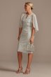 Glitter Lace Knee-Length Dress with Capelet Oleg Cassini WBM2277