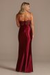 Spaghetti Strap Shiny Satin Gown with Slit Skirt David's Bridal WBM2402V1