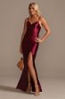 Spaghetti Strap Shiny Satin Gown with Slit Skirt David's Bridal WBM2402V1