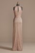 High-Neck Glitter A-Line Gown with Keyholes Oleg Cassini WBM2411V1