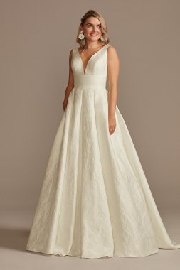 Floral Jacquard V-Neck Wedding Dress DB Studio WG4012DB