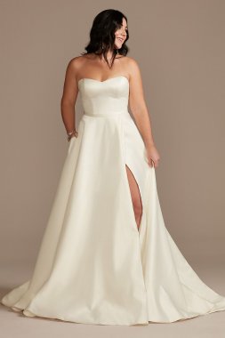 Strapless Satin Wedding Dress with Skirt Slit DB Studio WG4017