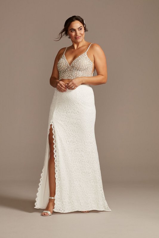 Lace Plus Size Wedding Separates Skirt with Slit DB Studio 9DS150828