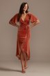 Velvet Flutter Sleeve Midi Dress with Tie Waist DB Studio DS270123