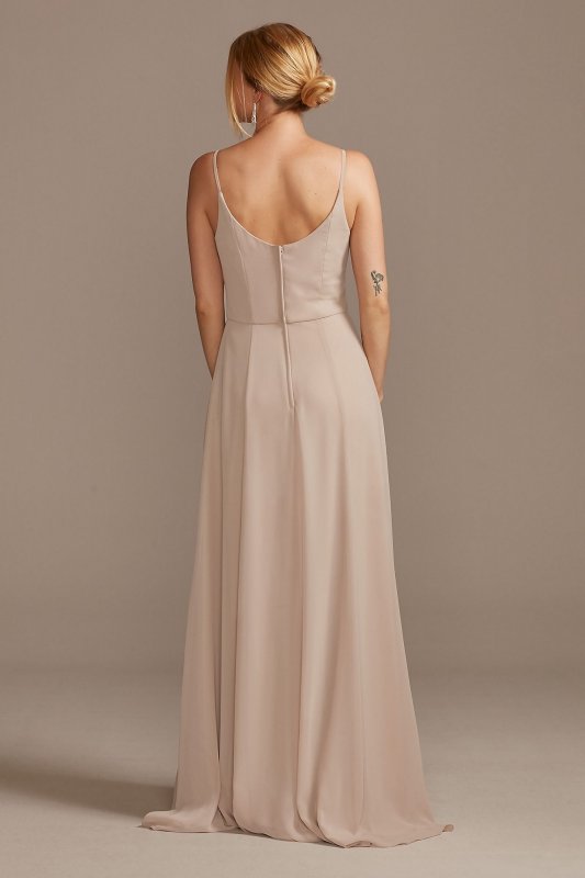 Cowl Neck Chiffon Bridesmaid Dress with Slit David's Bridal F20235