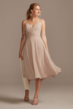 Spaghetti Strap Chiffon Short Bridesmaid Dress David's Bridal F20240