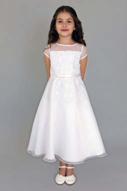 Venise Lace Cap Sleeve Flower Girl Dress David's Bridal OP269