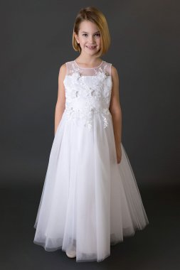 Lace and Tulle Flower Girl Dress with Full Skirt David's Bridal WG1371