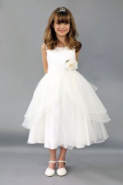 Tiered Sparkle Tulle and Lace Flower Girl Dress David's Bridal CR1395