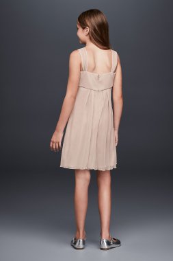 High-Neck Chiffon Bridesmaid Dress with Cascade David's Bridal F20014