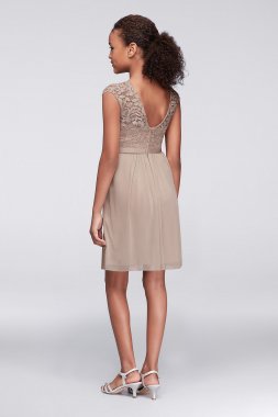 Sleeveless Long Mesh Dress with Illusion Neckline David's Bridal F15662