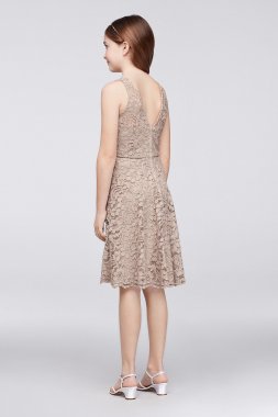 Sequin Bodice V-Neck Dress with Mesh Skirt DB Studio DS270019