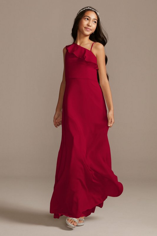 Chiffon One Shoulder Junior Bridesmaid Dress David's Bridal JB9897