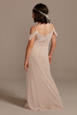 Jacquard V-Neck Tea-Length Bridesmaid Dress Oleg Cassini OC290027J