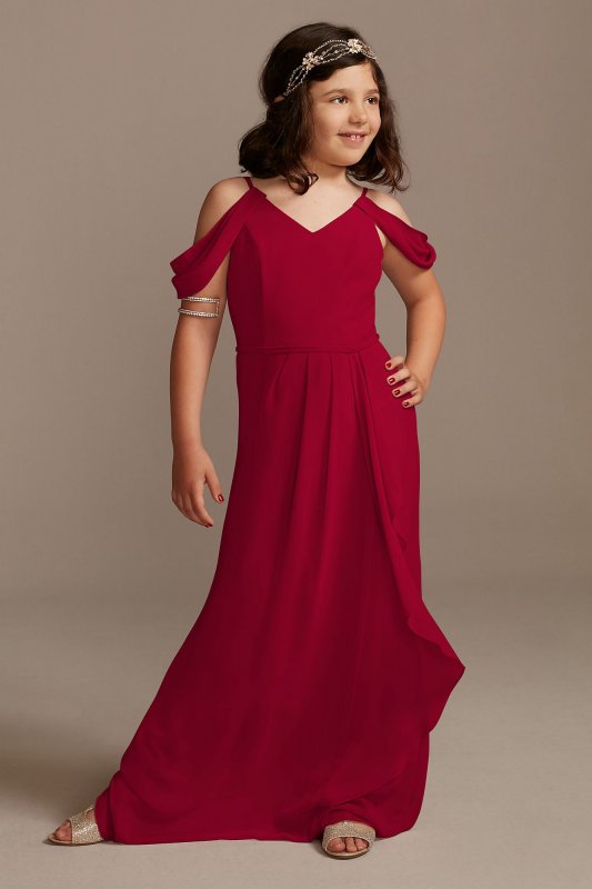 Off Shoulder Junior Bridesmaid Dress with Cascade David's Bridal JB9916