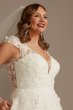 Cap Sleeve 3D Floral Lace Tall Plus Wedding Dress Oleg Cassini 4XL8CWG907