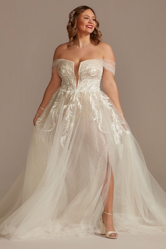 Tall Plus Tulle Bodysuit Wedding Dress with Straps Galina Signature 4XL9MBSWG898