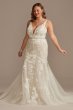 Beaded Lace Floral Tall Plus Tulle Wedding Dress Galina Signature 4XL9SWG897