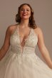 Beaded Applique Plunge Tall Plus Wedding Dress Galina Signature 4XL9SWG914