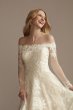 Off Shoulder Applique Tall Wedding Dress Oleg Cassini 4XLCWG902