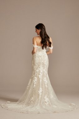 Tall Embellished Lace Swag Sleeve Wedding Dress Galina Signature 4XLLSSWG899