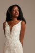 Beaded Lace 3D Floral Tulle Petite Wedding Dress Galina Signature 7SWG897