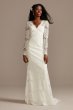 Long Sleeve Lace Petite Wedding Dress with Tie DB Studio 7WG4045