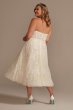 Lace Applique Tea-Length Plus Size Wedding Dress Oleg Cassini 8CWG903