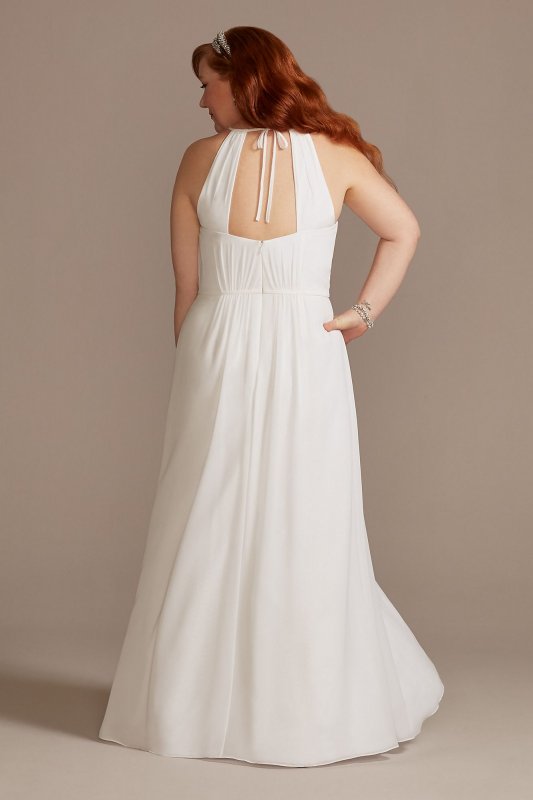 Chiffon Plus A-Line Wedding Dress with Tie Back DB Studio 9SDWG0989