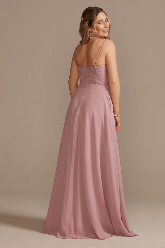 Lace Chiffon Spaghetti Strap Long Bridesmaid Dress F20356