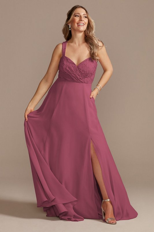 Lace Chiffon Tank Long Bridesmaid Dress F20357