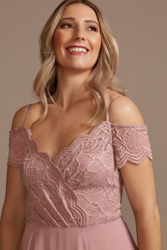 Lace Chiffon Off-Shoulder Long Bridesmaid Dress F20358