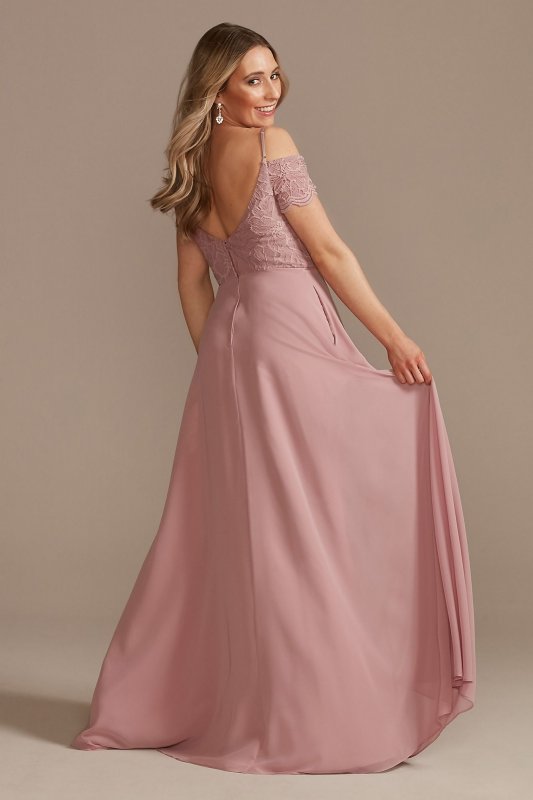 Lace Chiffon Off-Shoulder Long Bridesmaid Dress F20358